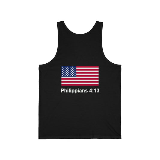 Motivational Unisex Jersey Tank - Iron Lion & Philippians 4:13
