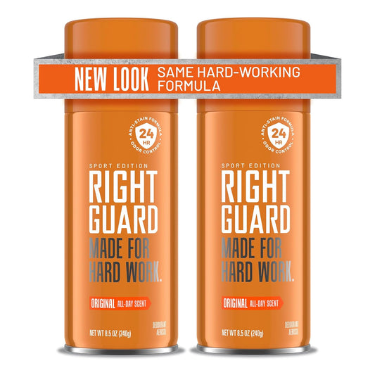 Right Guard Deodorant Spray | Anti-Stain Spray Deodorant for Men | Aluminum Free | 24-Hour Odor Control | Original Scent, 8.5 Oz. (2 Count)
