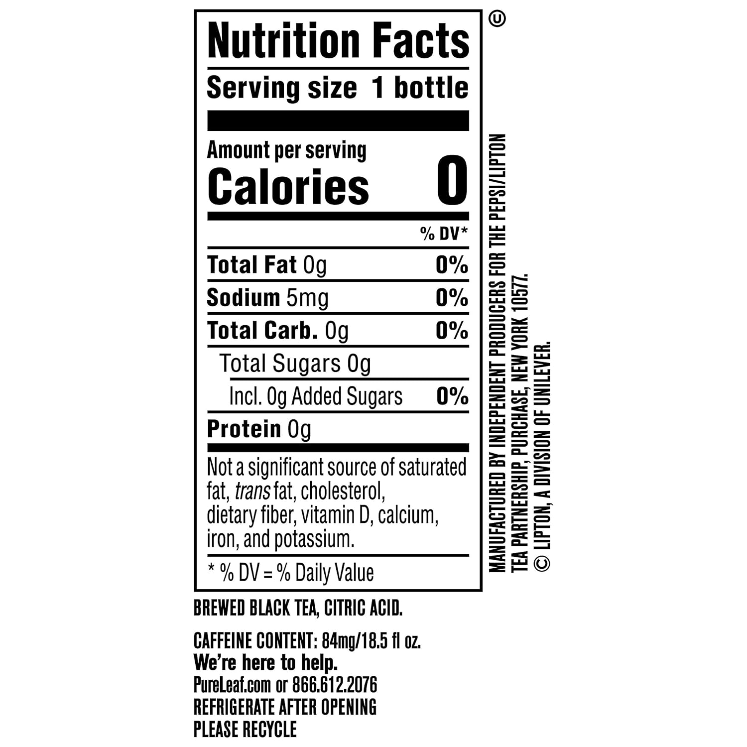Iced Tea, Unsweetened Real Brewed Tea, Zero Sugar & Zero Calories, 18.5 Fl Oz (Pack of 12)