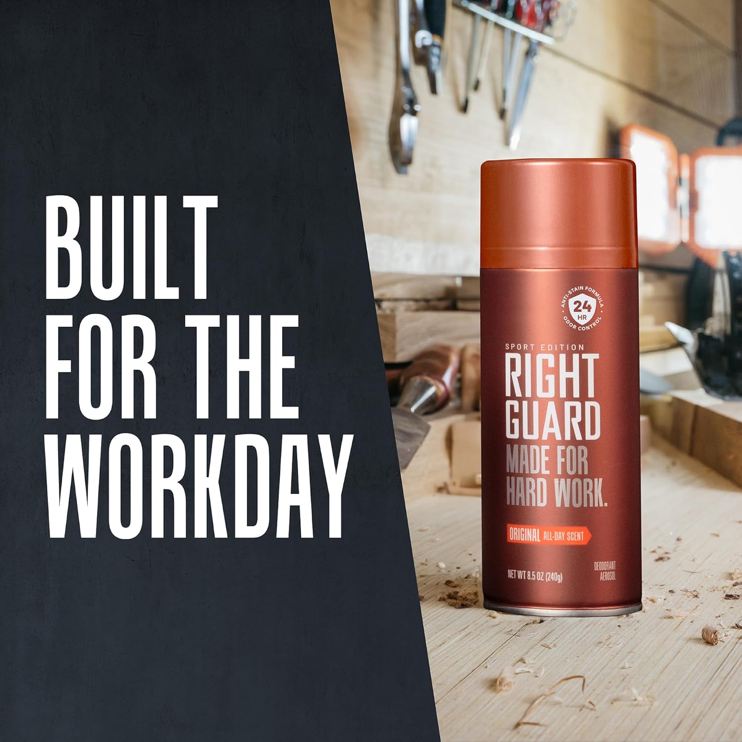 Right Guard Deodorant Spray | Anti-Stain Spray Deodorant for Men | Aluminum Free | 24-Hour Odor Control | Original Scent, 8.5 Oz. (2 Count)