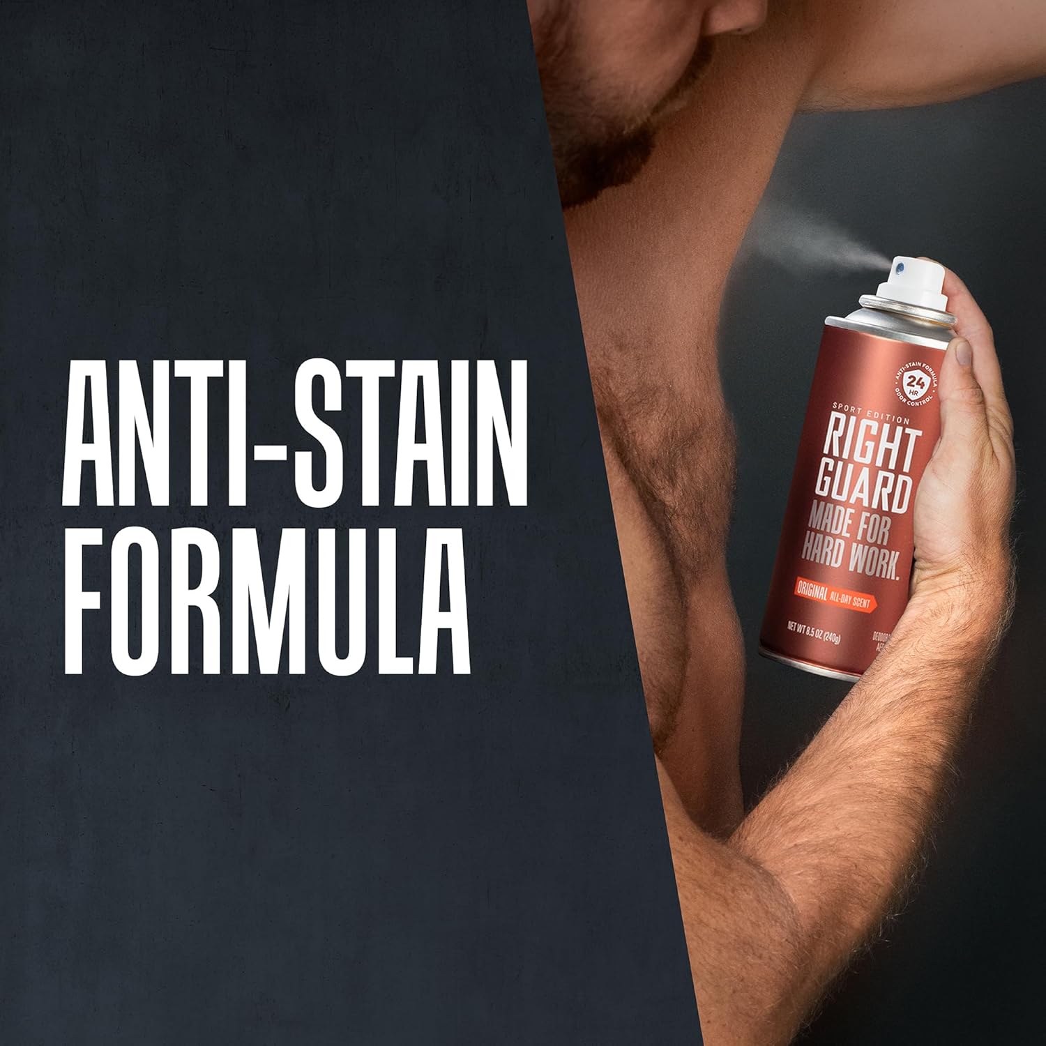 Right Guard Deodorant Spray | Anti-Stain Spray Deodorant for Men | Aluminum Free | 24-Hour Odor Control | Original Scent, 8.5 Oz. (2 Count)